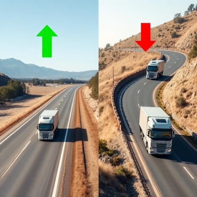 مقایسه مسیرهای بین شهری از نظر مصرف سوخت